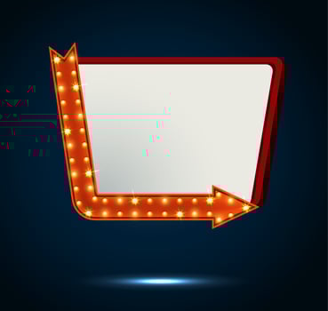Arrow and billboard sign on blue background vector