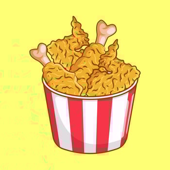 flying fried chicken bucket chicken leg wings drumstick cartoon vector illustration