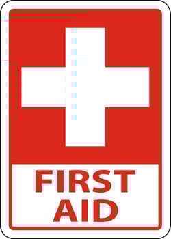 First Aid Label Sign on white background vector