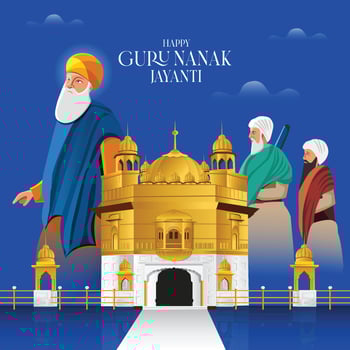 illustration of Happy Gurpurab, Guru Nanak Jayanti festival of Sikh celebration background vector