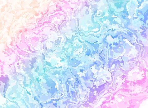 Rainbow watercolor background in blue, pink, purple colors. Vector abstract marble pattern