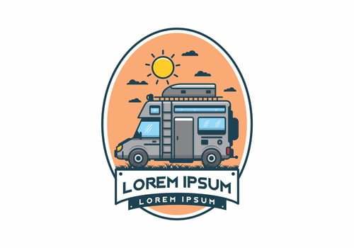 Motorhome with roof box flat illustration vector