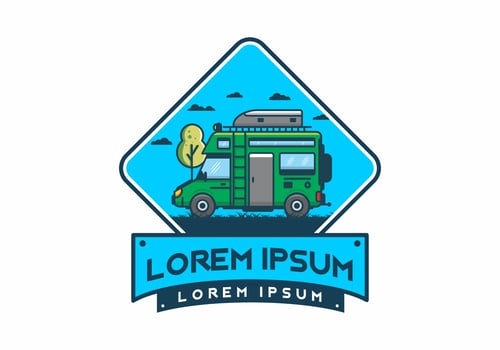 Motorhome with roof box flat illustration vector