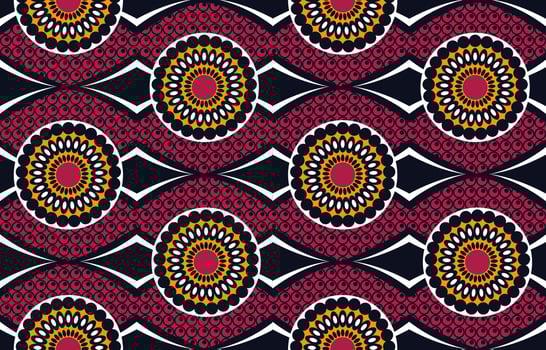 Ethnic abstract fabric. Seamless pattern in tribal, African wax print kitenge floral motifs vector. Aztec geometric art ornament.Design for carpet, wallpaper, clothing, wrapping, fabric, cover, dress vector