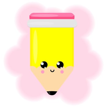 Kawaii pencil character on white background colorful design cute kids illustration, print for textile, t-shirt or packaging vector