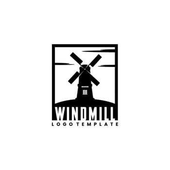 Wind Mill Farm Field logo design inspiration vector