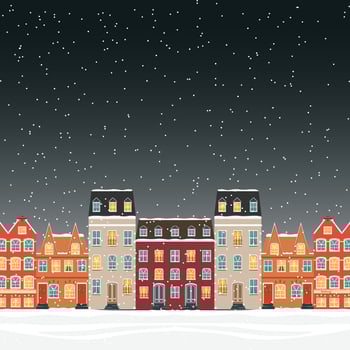 Scandi colorful houses. Scandinavian style city background vector