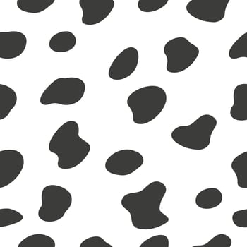 Cow spots seamless pattern. Animal black and white print. Dalmatian skin vector illustration