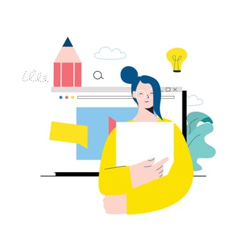 Education, distance education, internet studying, e-learning flat vector illustration. Online classes, training courses, tutorials, online education design for mobile and web graphics