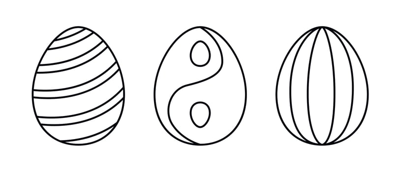 Vector Line art eggs with stripes for coloring. Easter holiday coloring page