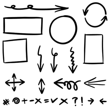 Doodle lines, Arrows, circles and curves vector.hand drawn design elements isolated on white background for infographic. vector illustration.