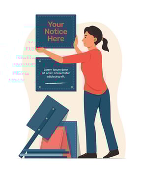 Woman Holding the Notice Board. vector