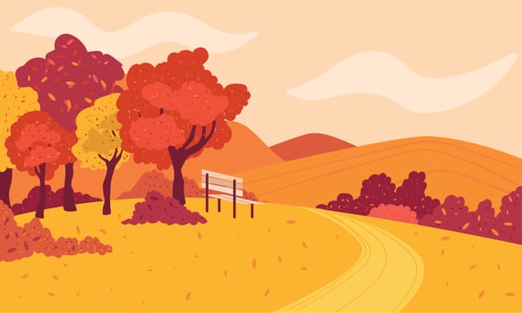 Chair in a mountainous autumn landscape Vector