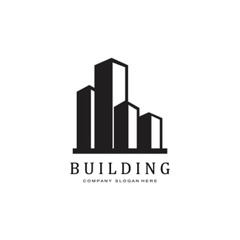 Urban building construction logo icon symbol, house, apartment, city view vector