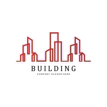 Urban building construction logo icon symbol, house, apartment, city view vector