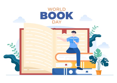 World Book Day Flat Cartoon Background Illustration. Stack of Books to Reading, Increase Insight and Knowledge Suitable for Wallpaper or Poster vector