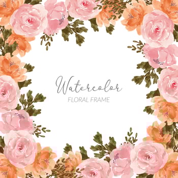 watercolor rose flower frame border paint vector