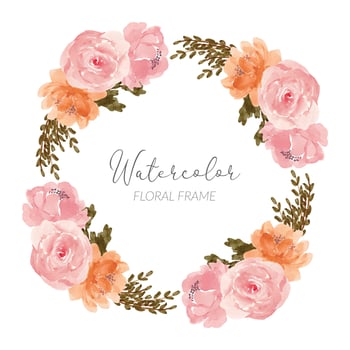 watercolor rose peony flower bouquet frame wreath vector