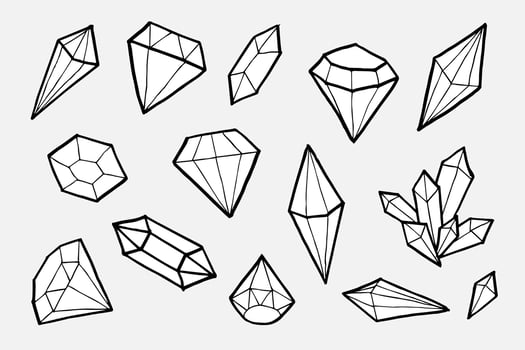 Doodle hand draw diamond set, vector illutration.