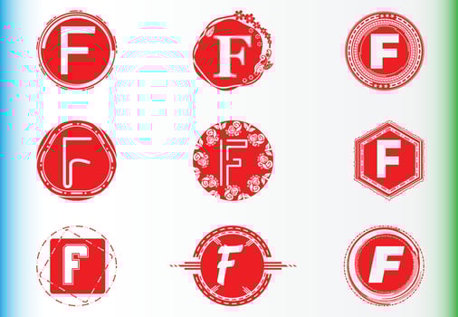 F letter logo and icon design template bundle vector