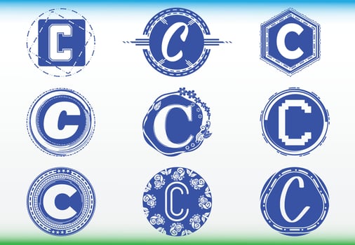 C letter logo and icon design template bundle vector