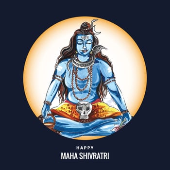 Hand draw lord shiva holiday maha shivratri card background vector