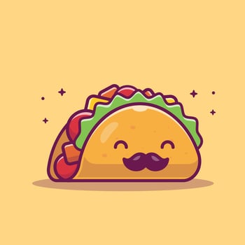 Cute Mustache Taco Cartoon Vector Icon Illustration. Food Object Icon  Concept Isolated Premium Vector. Flat Cartoon Style