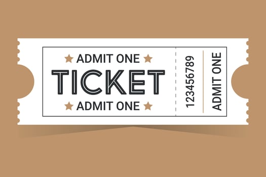 White ticket for one person on a colored background vector