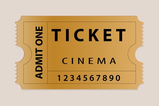 Gold ticket for one person on a colored background vector