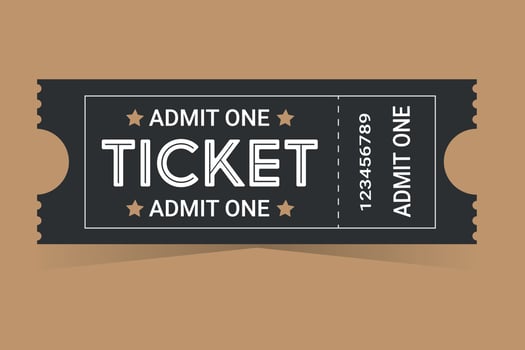 Black ticket for one person on a colored background vector