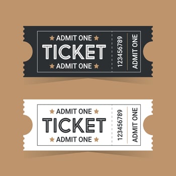 2 ticket for one person on a colored background vector