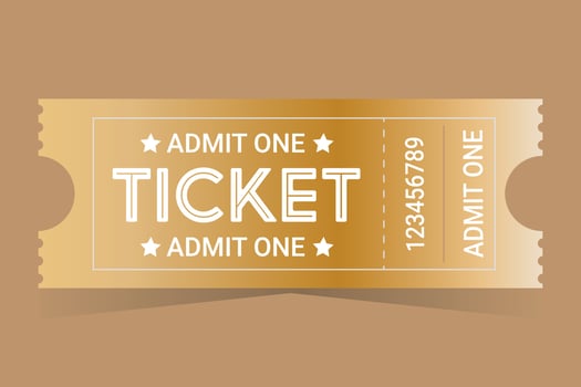 Gold ticket for one person on a colored background vector
