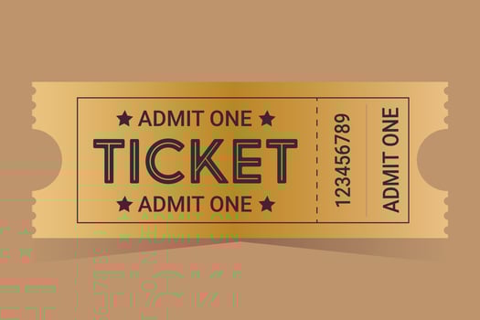 Gold ticket for one person on a colored background vector