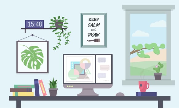 The workplace of a designer or freelancer vector
