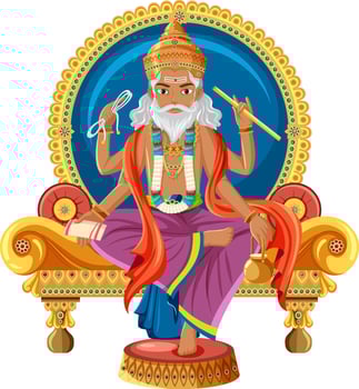Indian god with four arms sitting vector