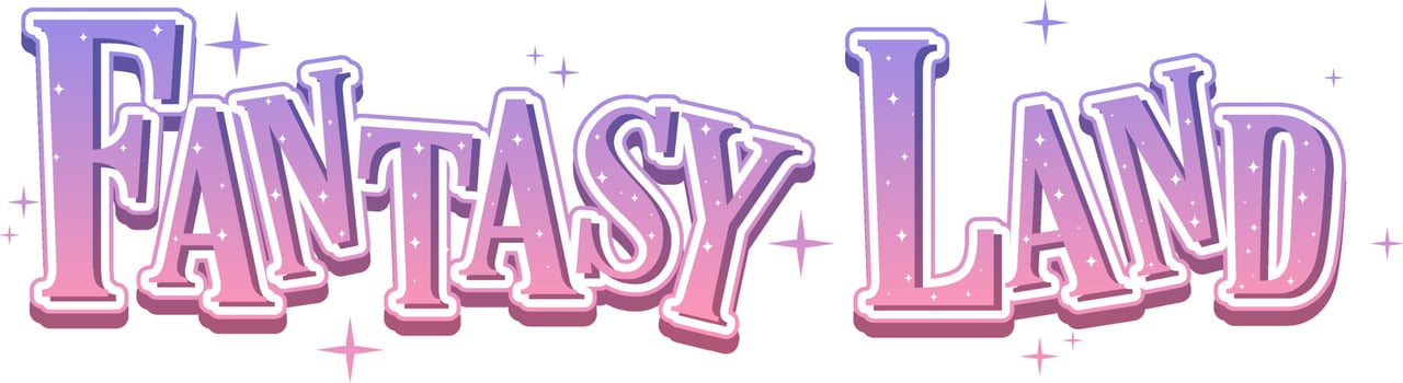Fantasy Land text word with pink gradient vector