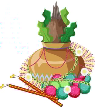 Coconut offering in claypot vector