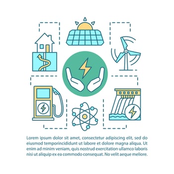 Eco energy concept linear illustrations. Green technology. Alternative energy. Article, brochure, magazine page layout. Icons with text boxes. Clean power. Print design. Vector isolated drawing