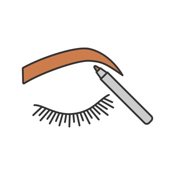 Eyebrows shaping color icon. Makeup pencil. Brows makeup. Brows contouring. Eyebrow pencil. Isolated vector illustration