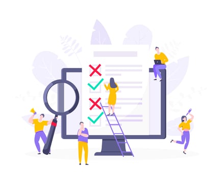 Online survey form or exam application on the monitor screen vector