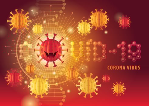 Abstract Red Coronavirus Covid-19 Virus sign vector, Coronavirus Covid 19 pandemic outbreak virus vector. vector
