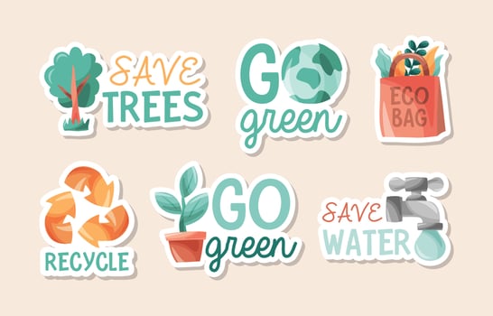 Earth Day Awareness Sticker Collection vector