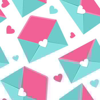 Letters with heart. Vector illustration. Envelope icons. Love mail. Valentine day greeting card background.