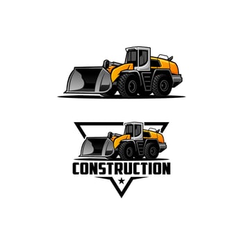 set of  loader excavator ready made logo vector
