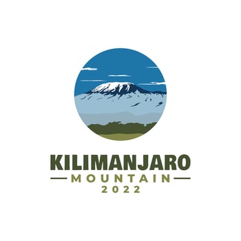 Mount Kilimanjaro Illustration Logo Design Inspiration vector