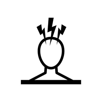 Headache glyph icon. Silhouette symbol. Anger and irritation. Frustration. Nervous tension. Aggression. Occupational stress. Emotional stress symptom. Negative space vector