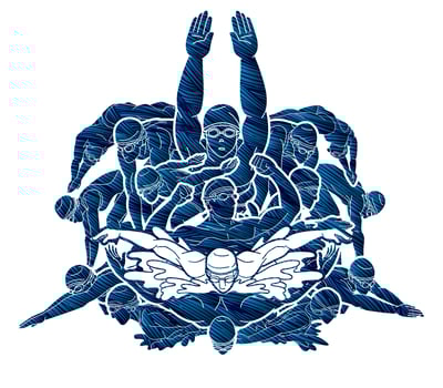 Group of People Swimming Pose vector