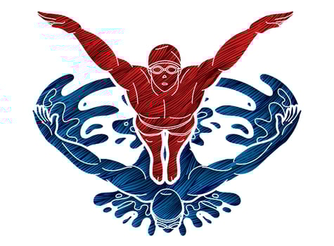 Silhouette Swimmer Action vector