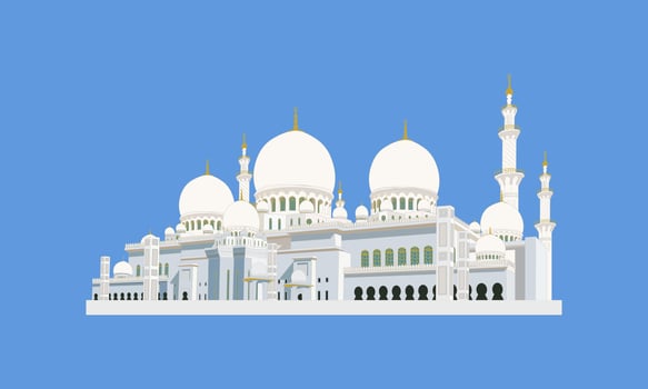 Grand Mosque Vector Illustration on  Solid Color Background