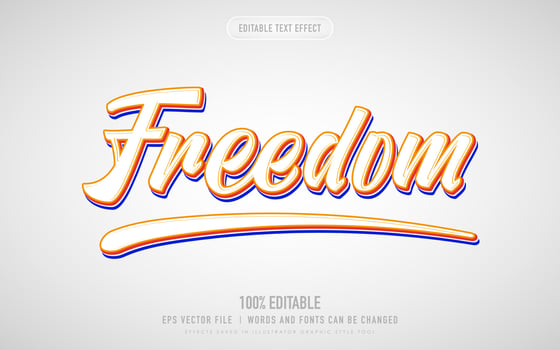 freedom of text effect in 3d vector